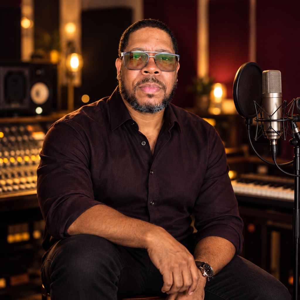 The founder of Imagine a Song in the studio